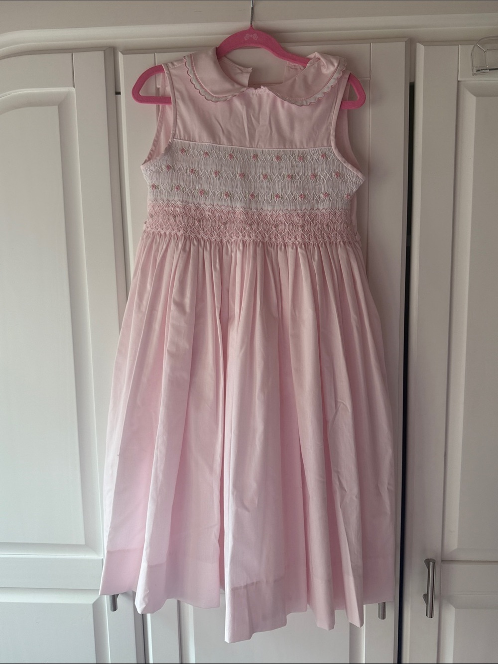 Girls' Sarah Louise England Peter Pan Collar Smocked Dress Hand Embroidered